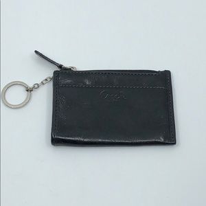Coach Black Patent Leather Wallet Keychain